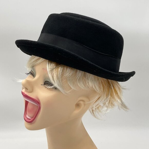 100% Wool Comfort Felt Handmade Derby Bowler Fedora Black Hat L/XL - Picture 8 of 9